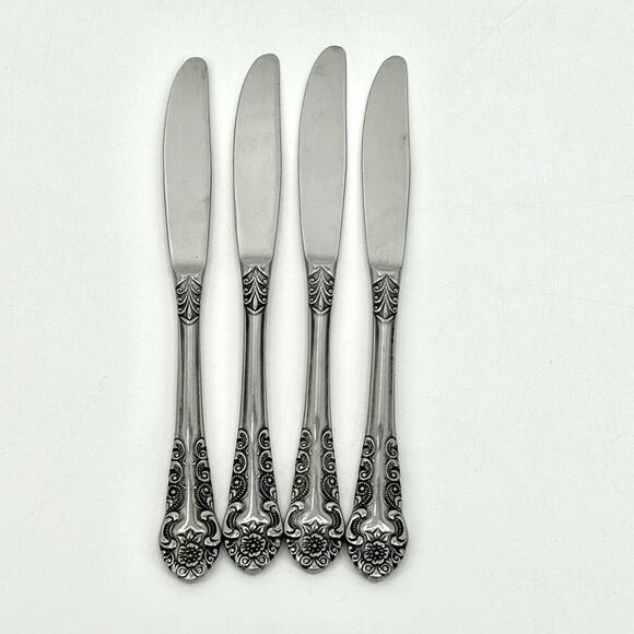 Voisin (Stainless)by CONTINENTAL SILVER Set Of 4 Dinner Knives Floral 8 7/8 inch - Picture 2 of 7